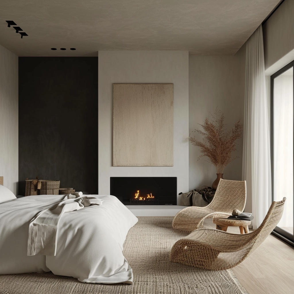 Cozy farmhouse bedroom with a layered look and a mix of patterns