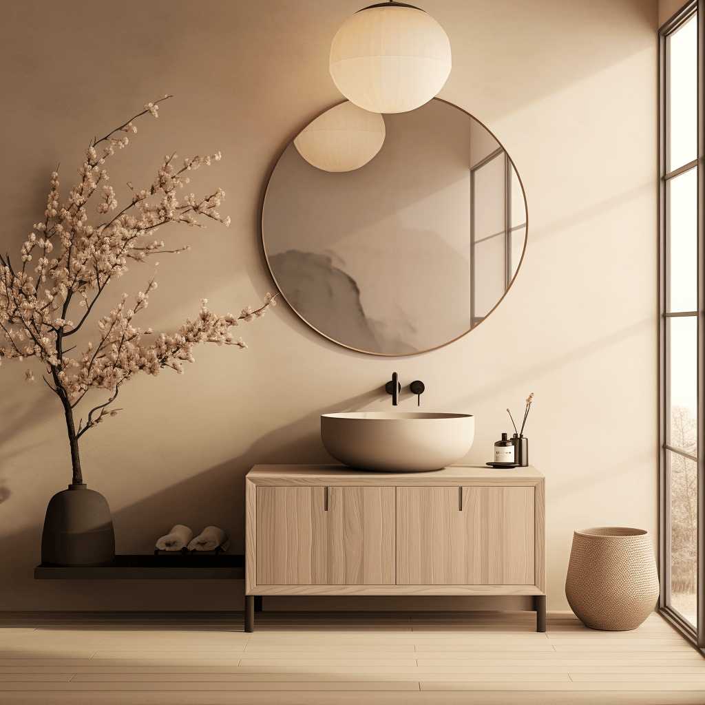 Creative Japandi bathroom ideas blending rustic woods with modern simplicity