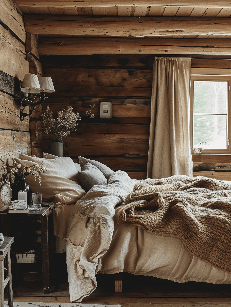 DIY enthusiast's rustic bedroom with pallet projects adding a personal touch