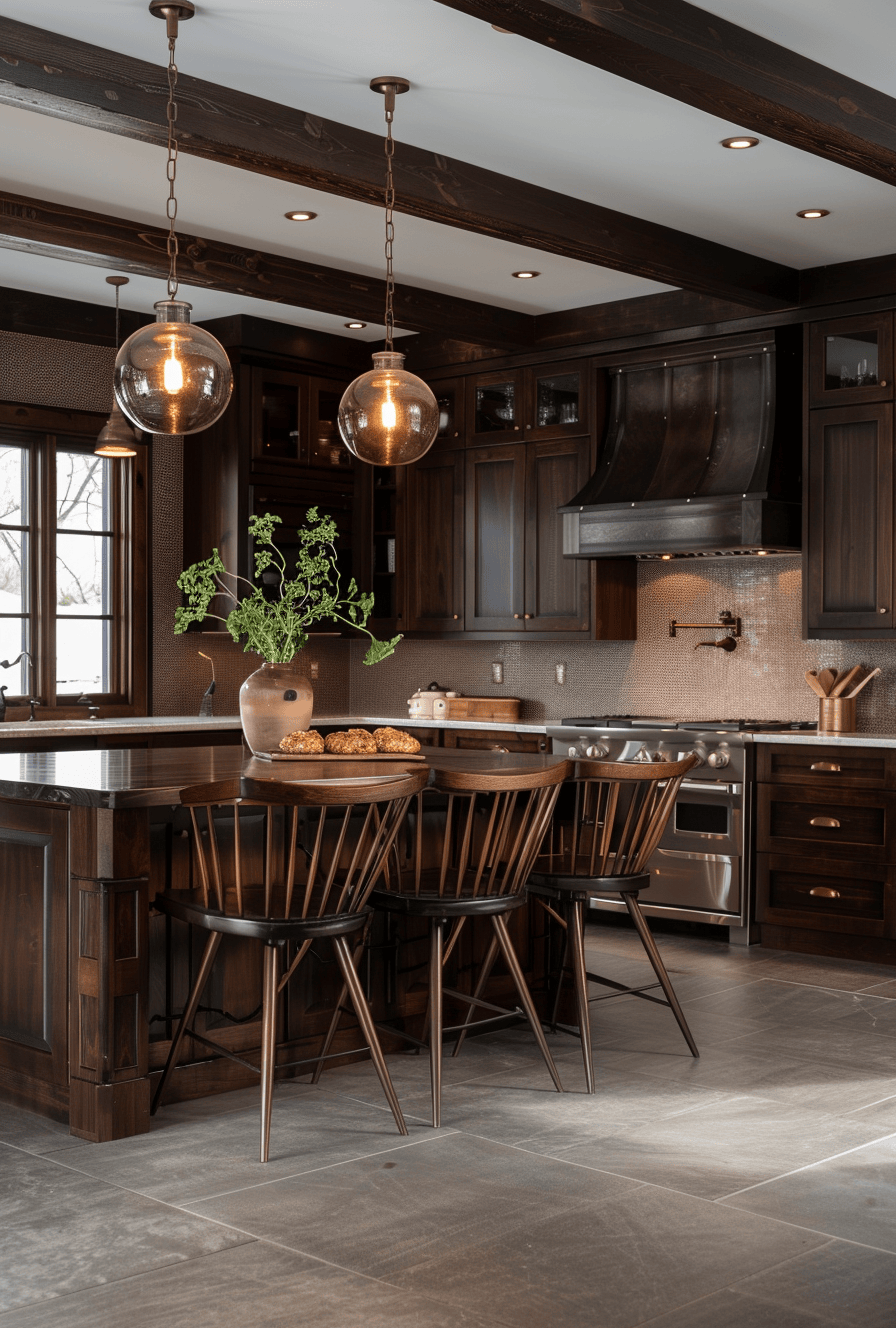 Dark Kitchen Decor/ A dark kitchen decorated with mysterious and compelling accessories