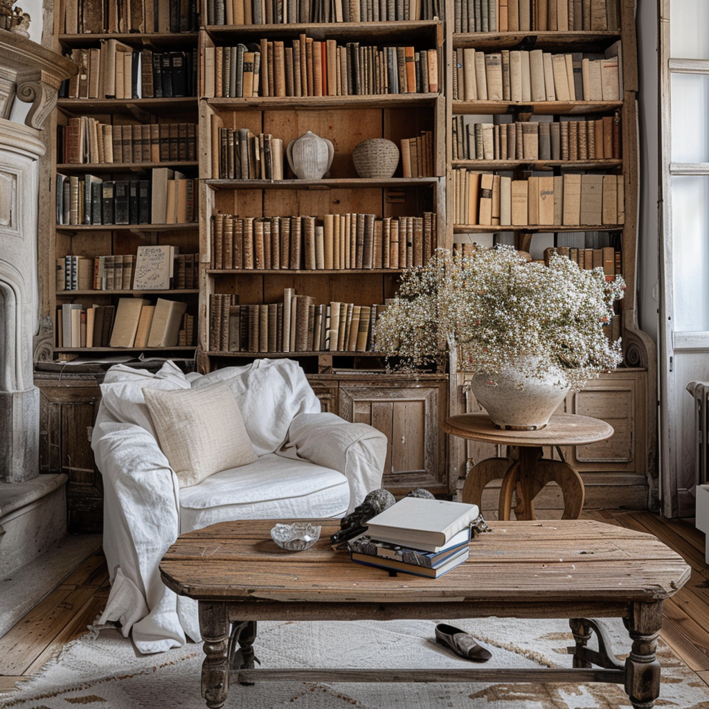 Detail of a rustic wood dining table set with simple ceramics and linen napkins, embodying casual elegance