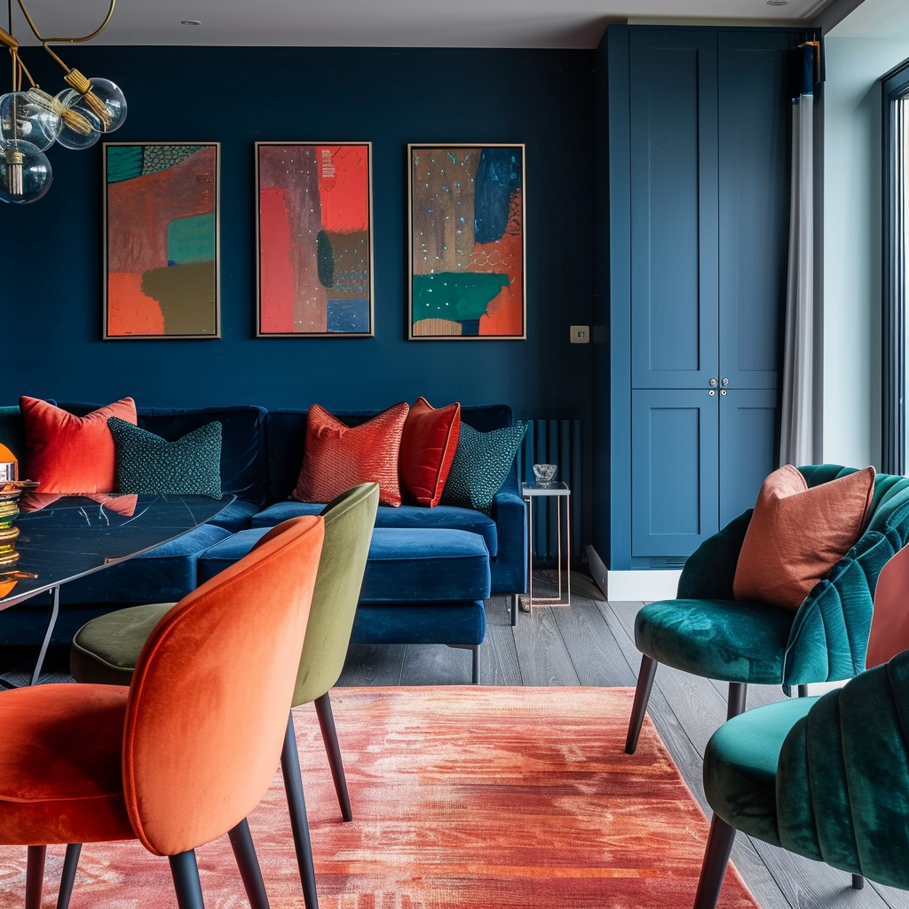 Dining room with emerald and crimson contrast - interior design 4