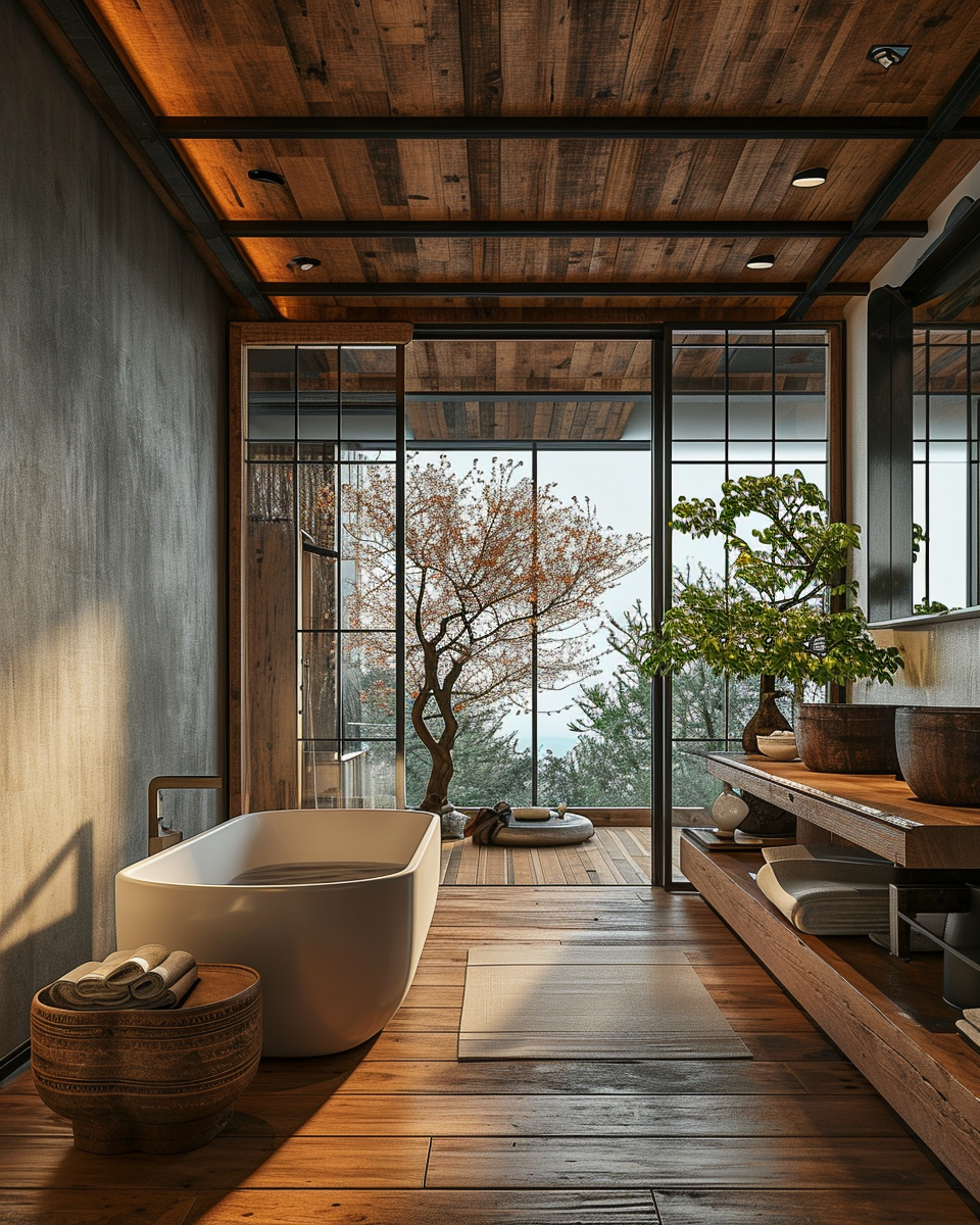 Efficient layout of a Japanese small bathroom design with Zen-inspired elements..png