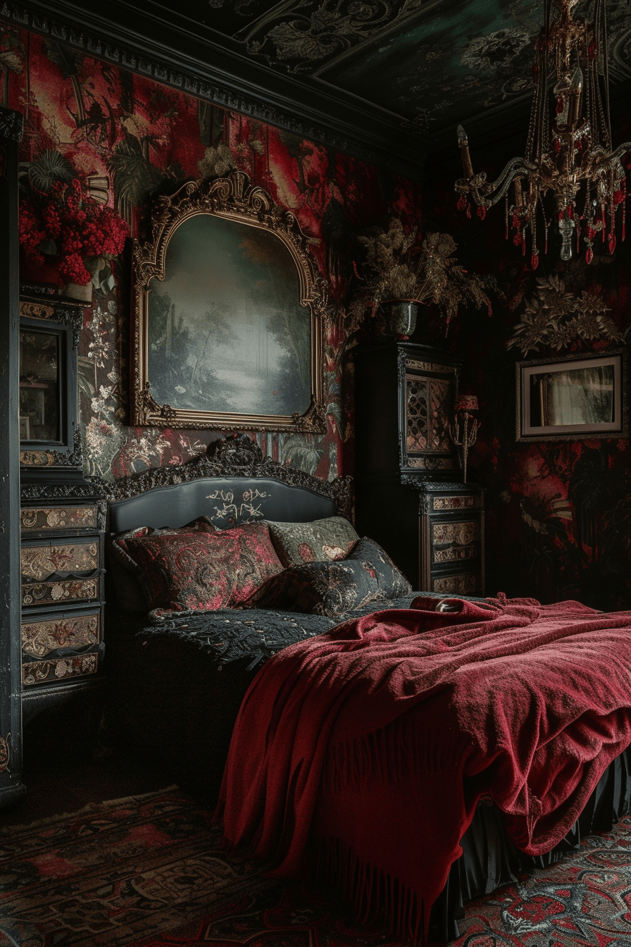 Elegant Victorian bedroom blending contemporary comforts with classic aesthetics