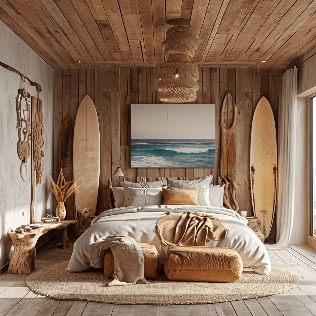 Elegant coastal bedroom ideas with natural light and minimalist beachy furniture