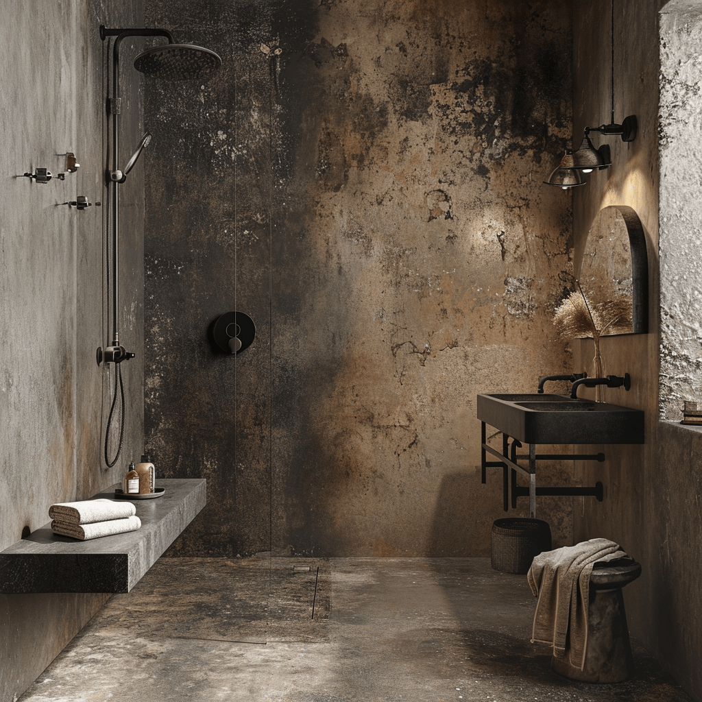 Elegant copper bathtub in a rustic bathroom setting