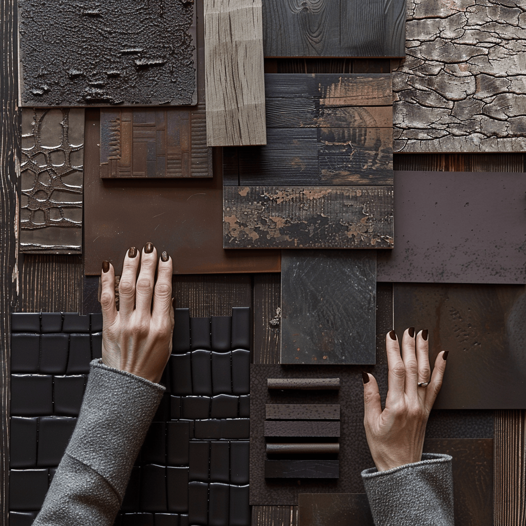 Elegant dark brown color scheme moodboard for classic home styling