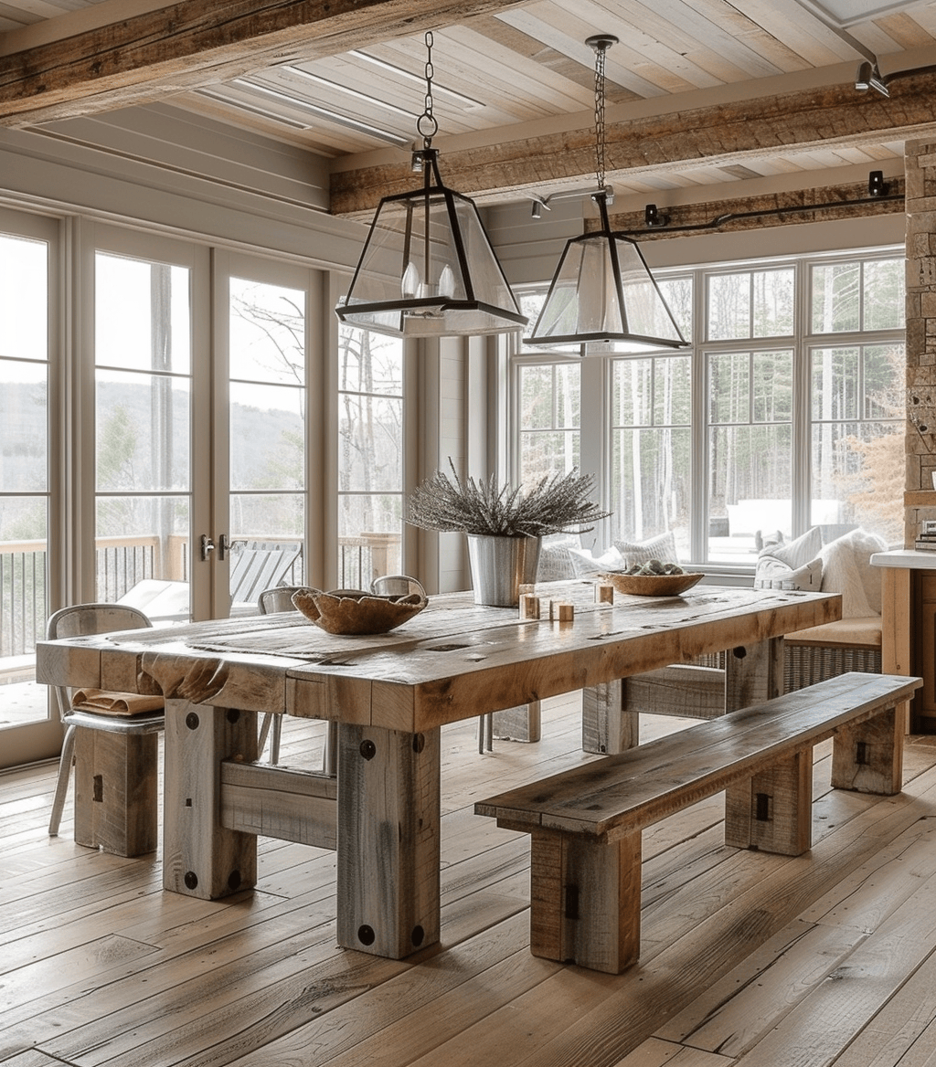 Enchanting rustic dining room tablescape with handmade ceramic dishes