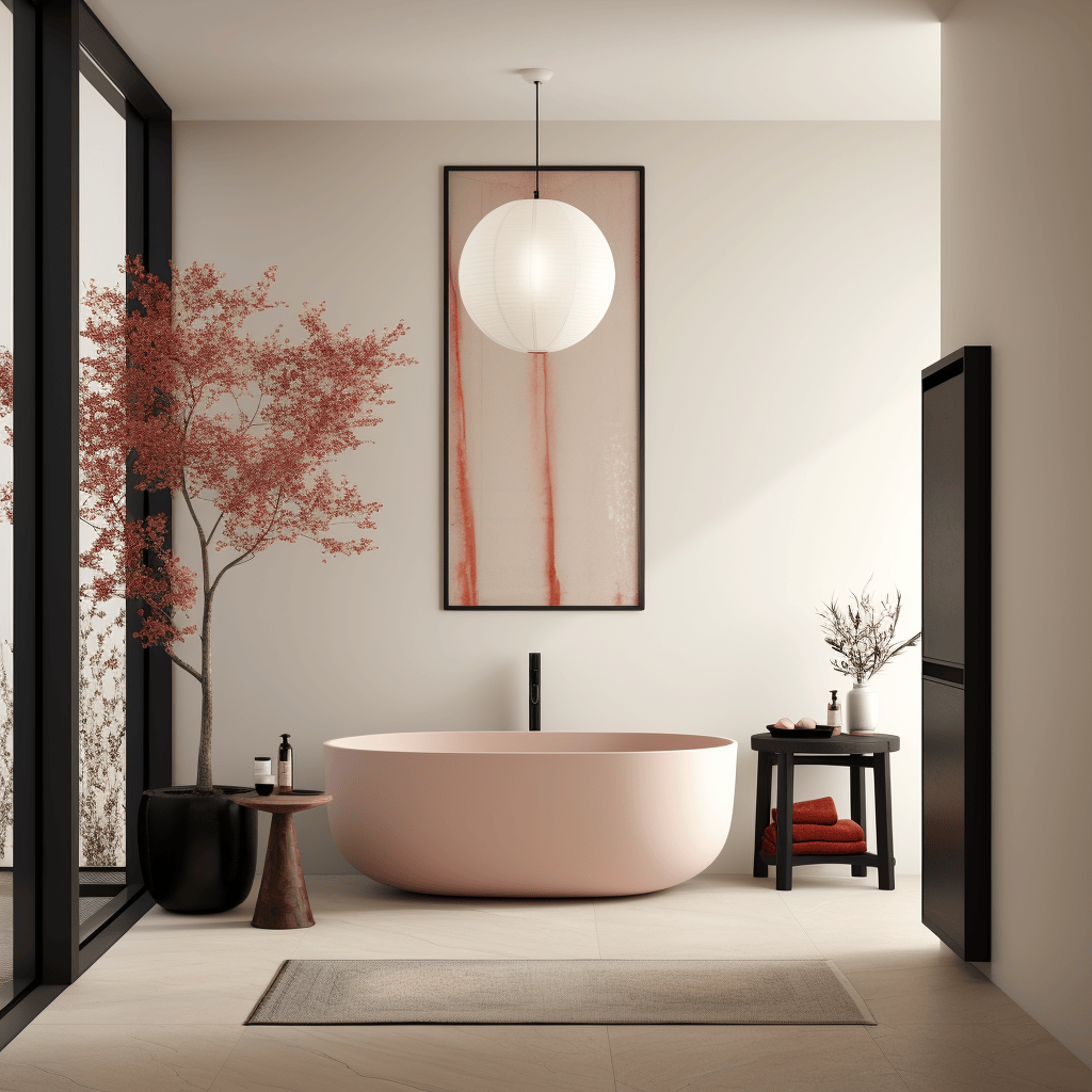 Essence of Japandi captured in a beautifully designed, peaceful bathroom space