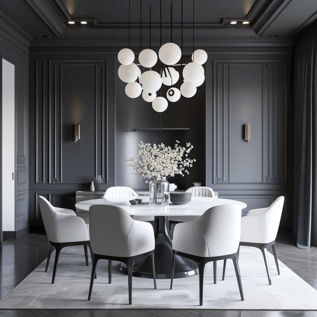 Etched glassware on a Victorian dining room table, adding an elegant touch to the setting