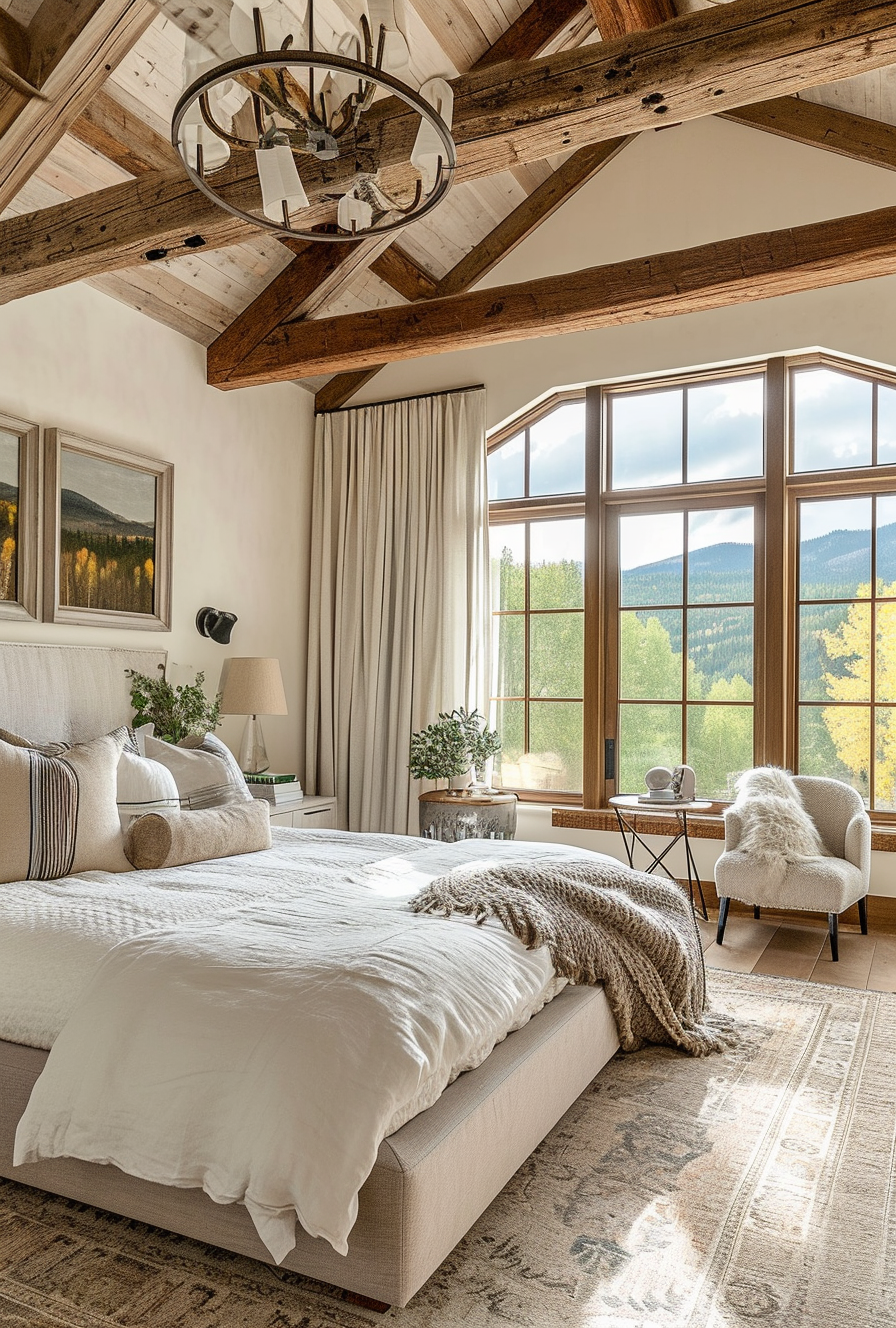 Farmhouse bedroom with a rustic charm and a comfortable, homey feel