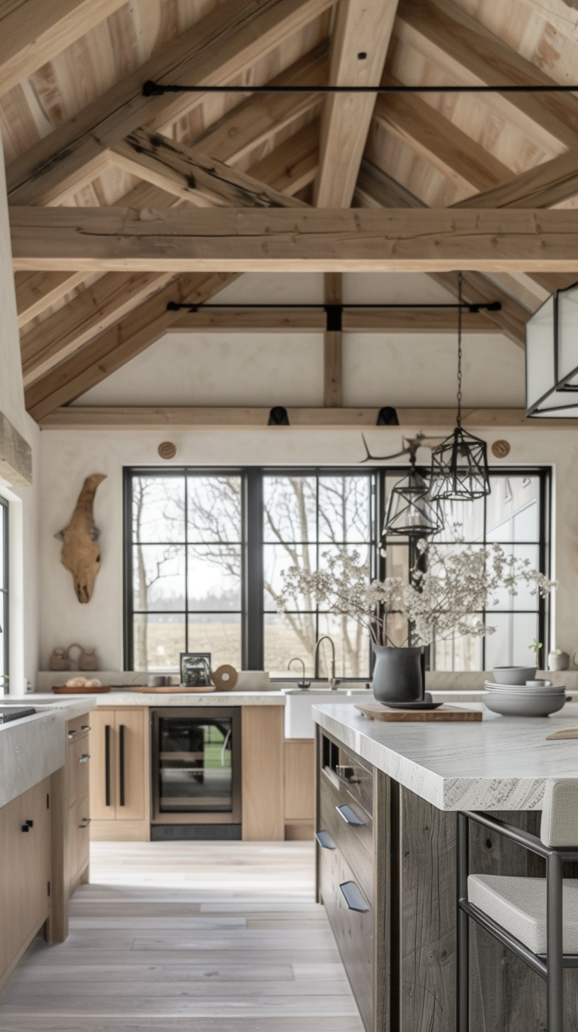 Farmhouse kitchen innovations with modern and timeless design elements coexisting