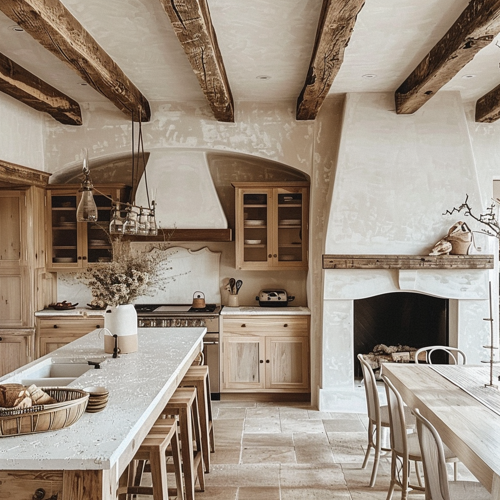 Farmhouse kitchen strategies visual for achieving a modern look with warm touches