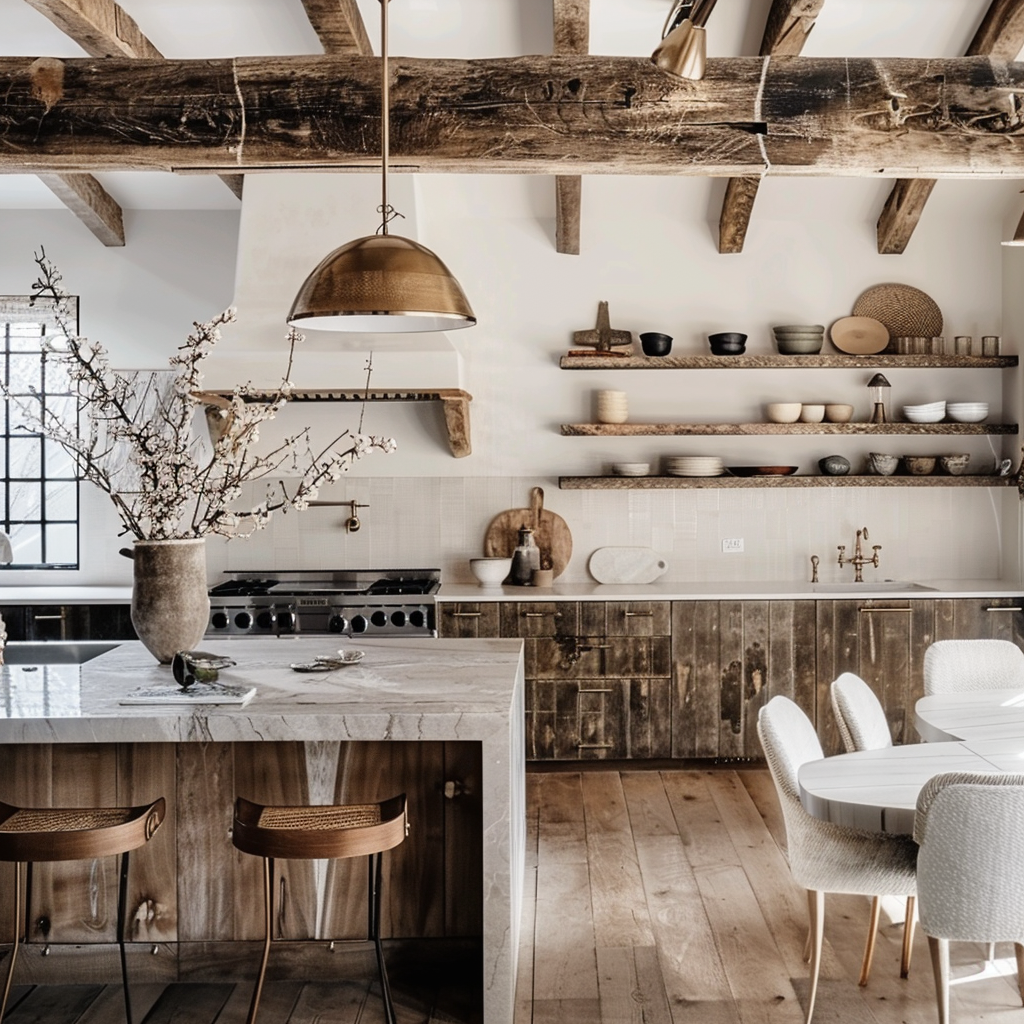 Farmhouse kitchen styles image blending sleek modern elements with rustic vibes