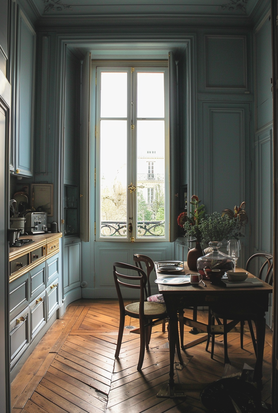 French Parisian kitchen appliances that combine function and beauty, featuring a retro-style fridge