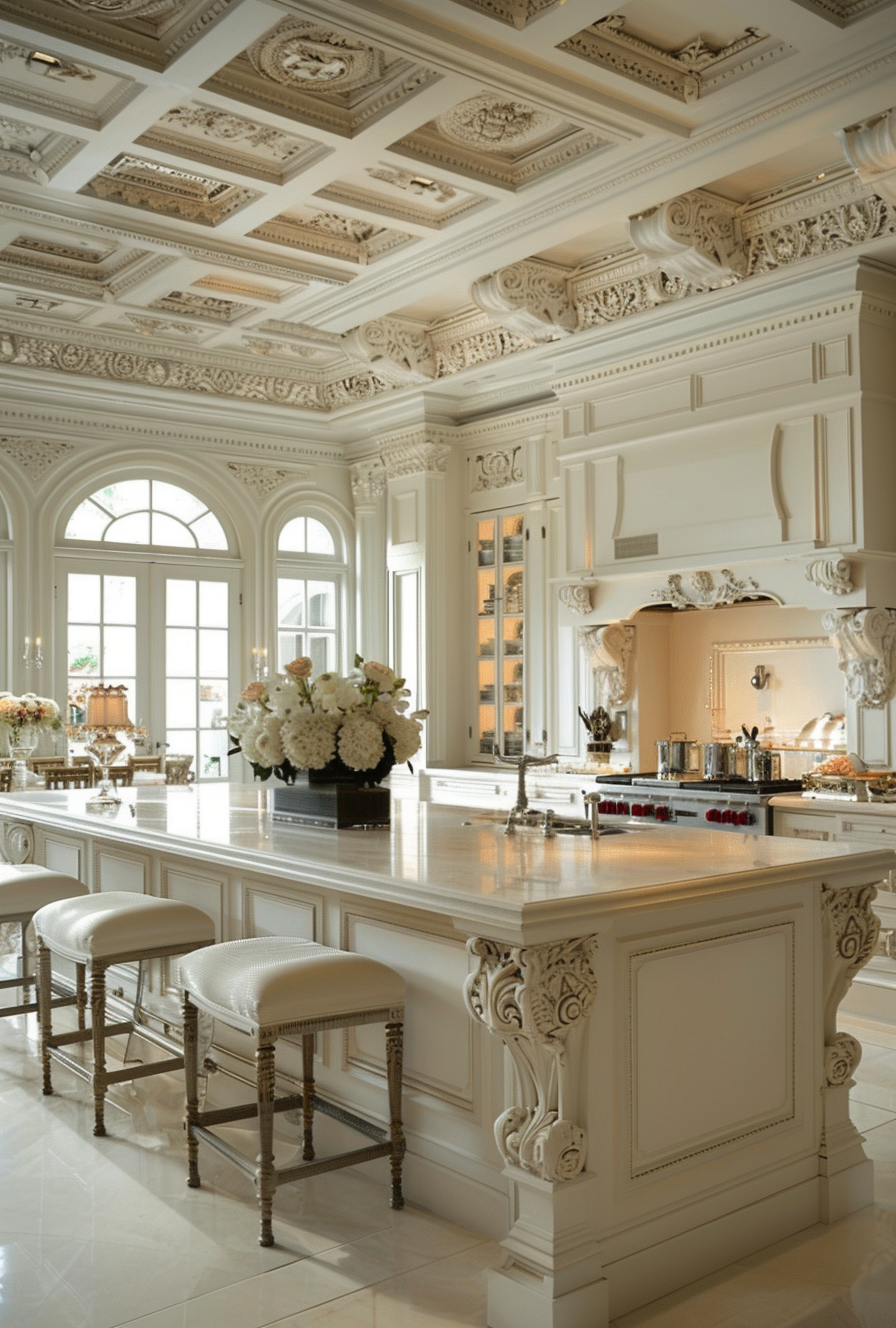 French Parisian kitchen renovation featuring a vintage-inspired range and brass fixtures for timeless elegance