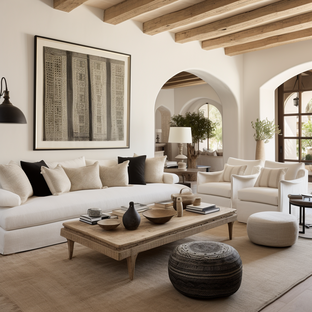 Fresh floral arrangements on a coffee table in a sunlit farmhouse living room