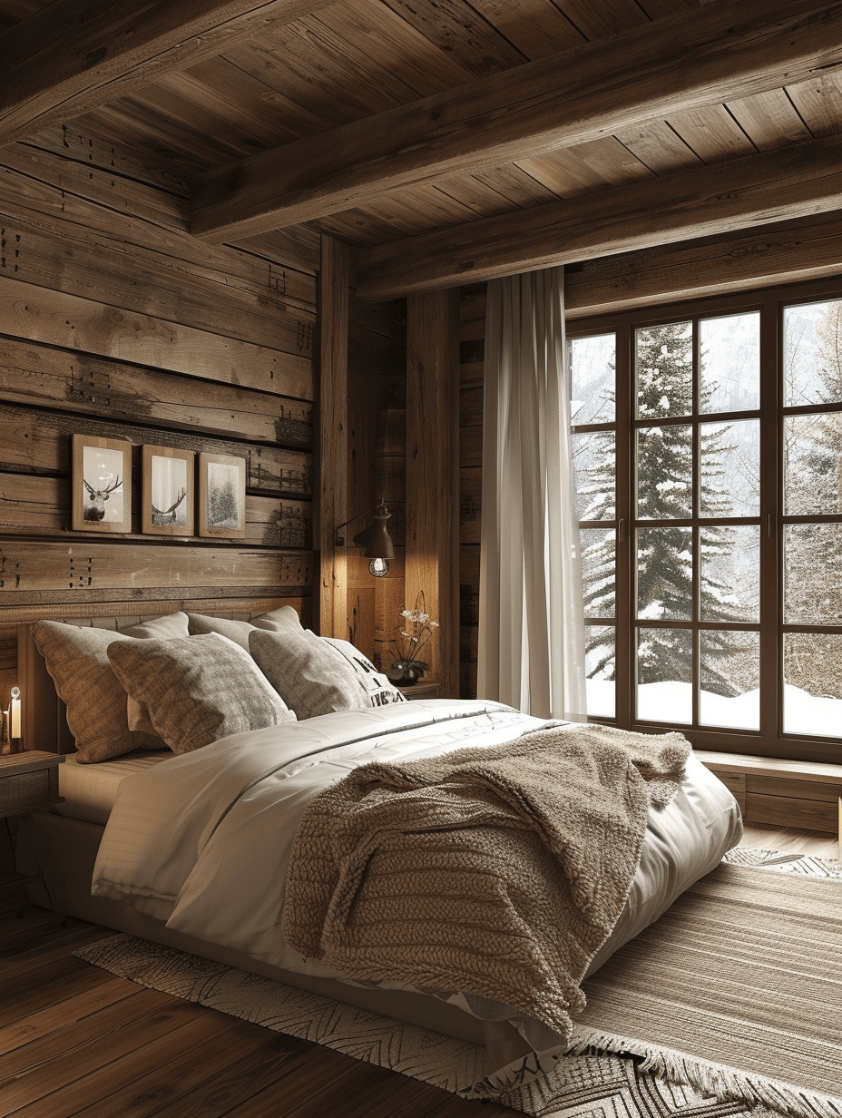 Functional rustic bedroom featuring sliding barn door hardware for a practical charm