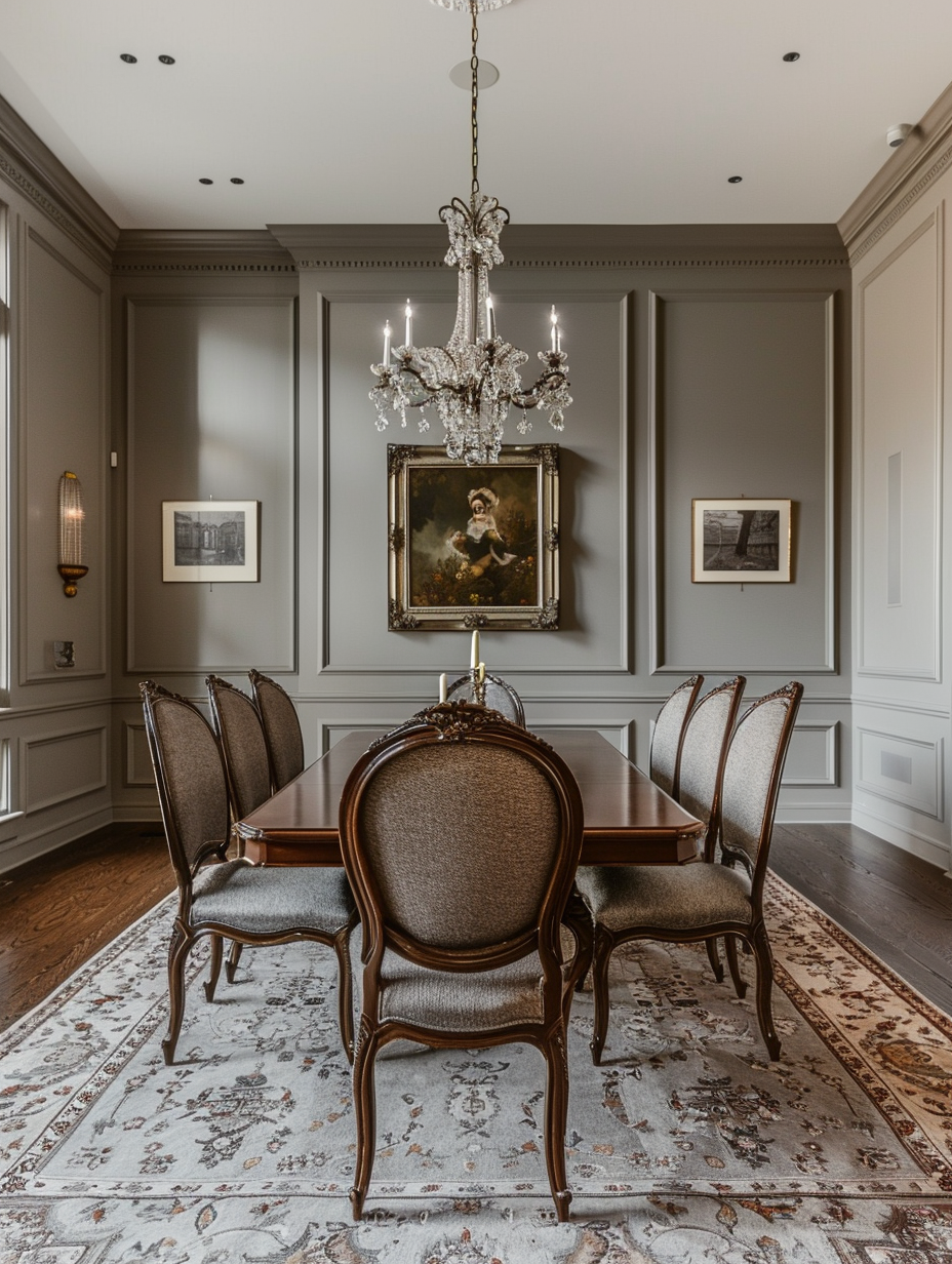 High ceilings in a Victorian dining room amplifying the sense of space and luxury
