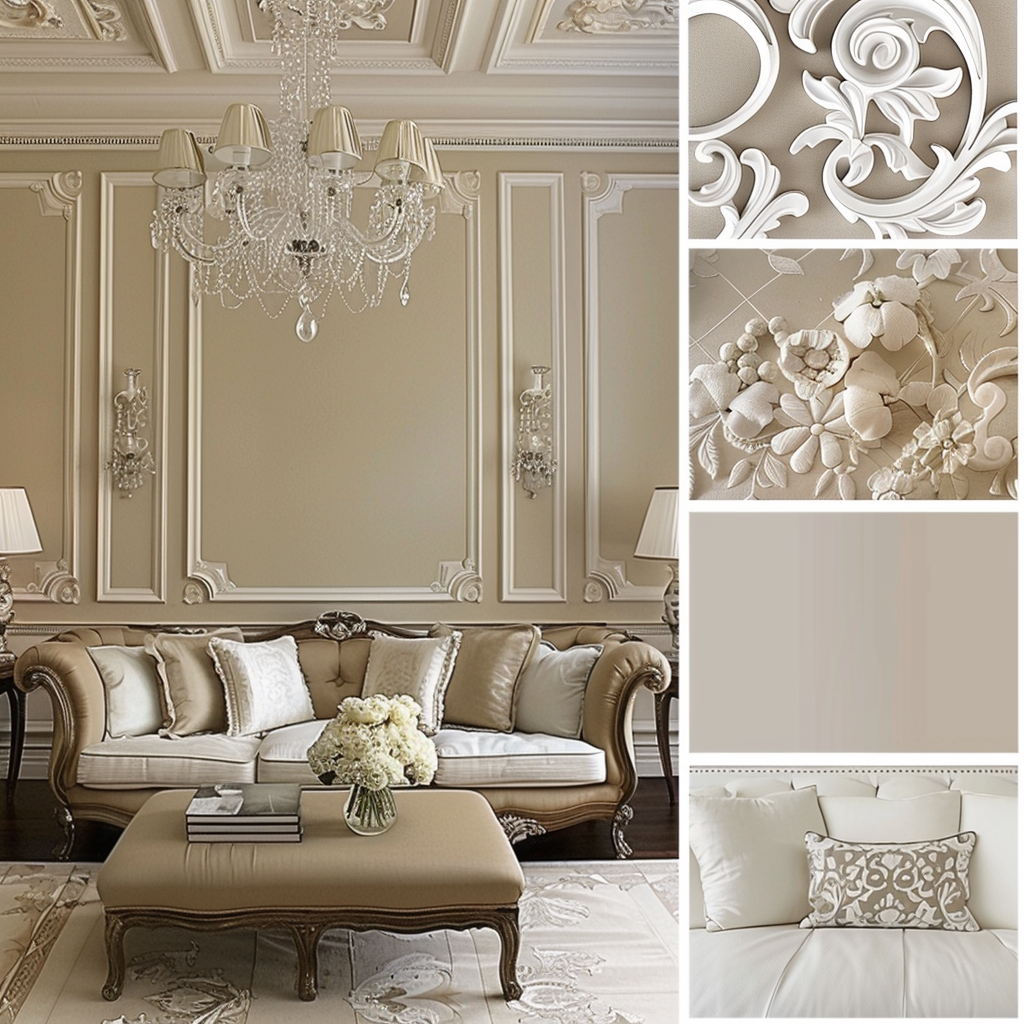 Historic Victorian color palette with rich cream and soft ivory shades ideal for timeless decor