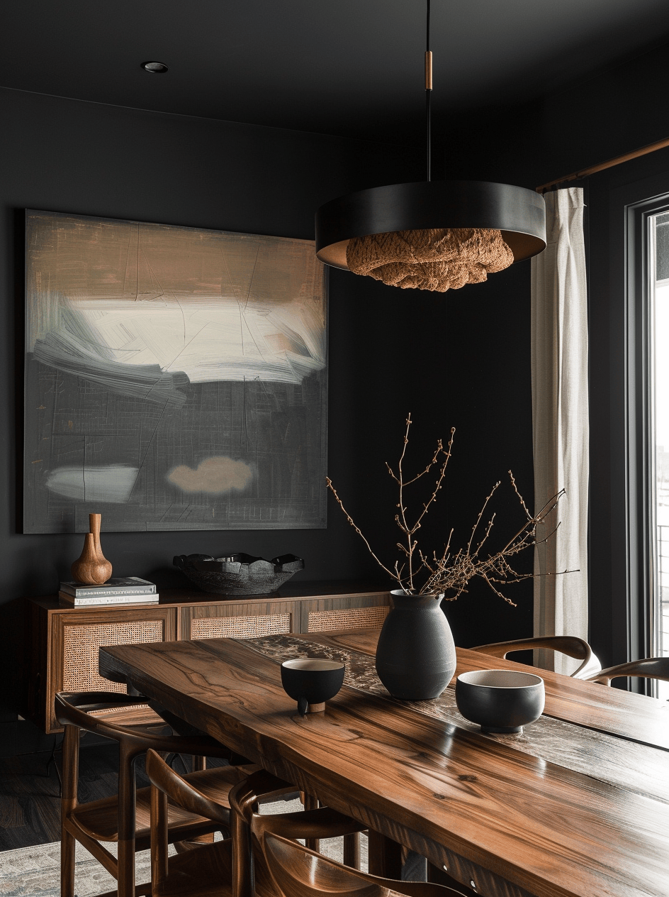 Integrating a social bar area into a rustic dining room design