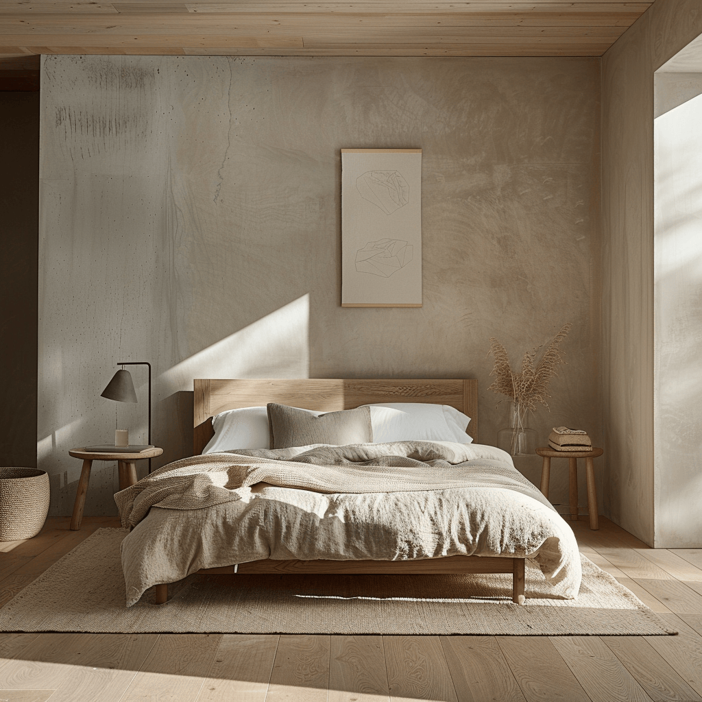 Intentional living and streamlined approach to possessions encouraged by the serene and uncluttered atmosphere of a Scandinavian bedroom