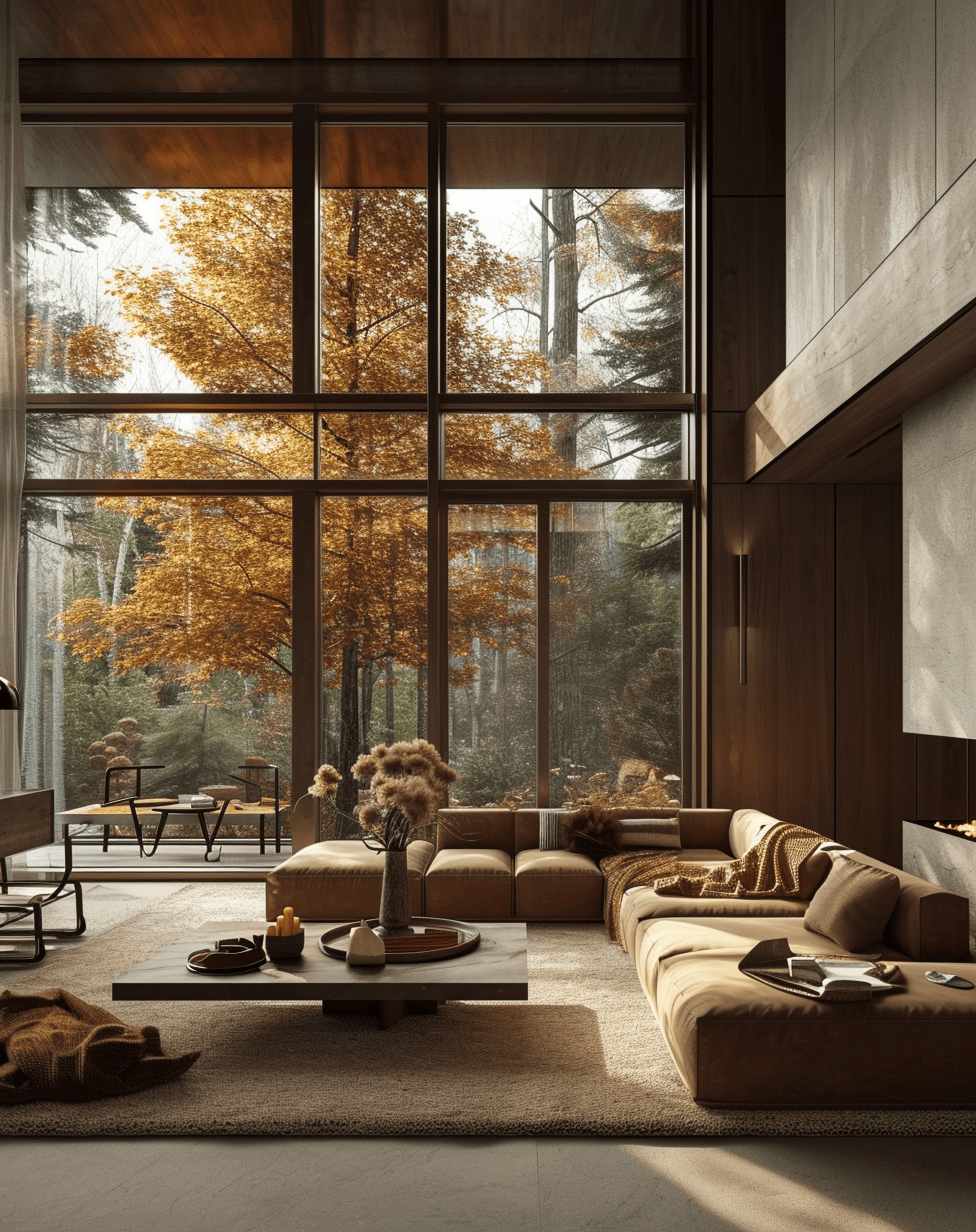 Inviting Japandi living room with modular furniture and contrasting textures