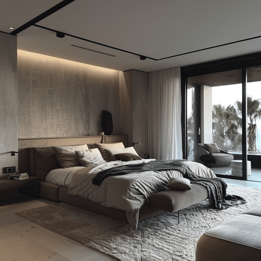 Inviting modern bedroom with a clean aesthetic comfortable furnishings and functional design creating a personalized sanctuary