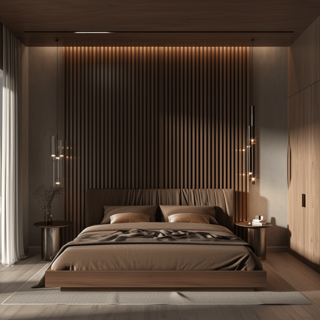 Japandi bedroom oasis emphasizing clean aesthetics and organic materials
