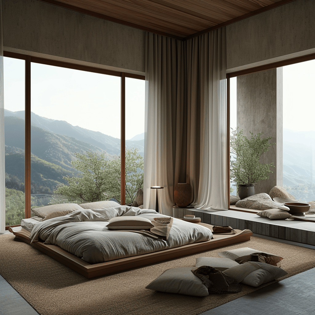 Japandi bedroom retreat with natural elegance and a calming ambiance