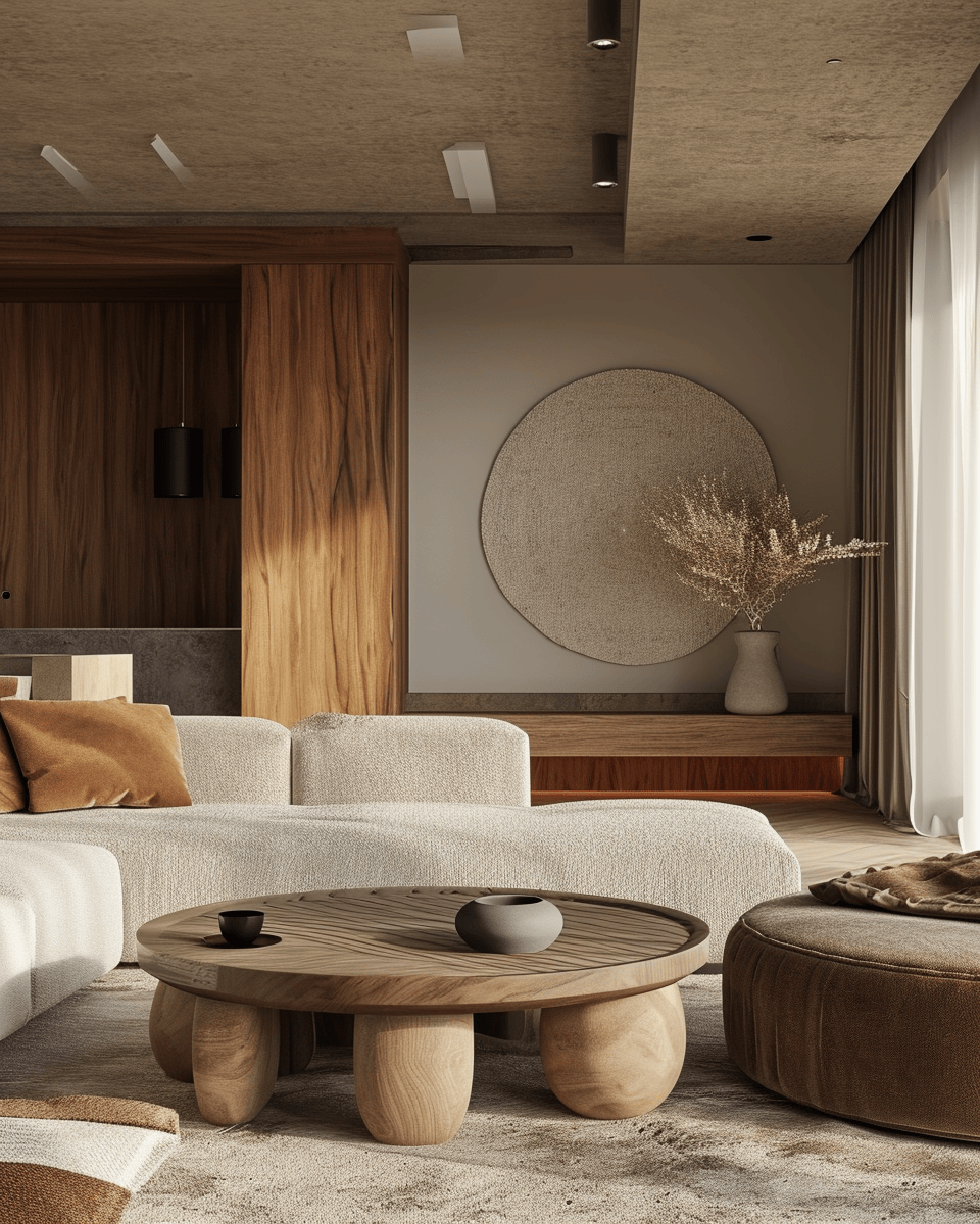 Japandi living room with a harmonious blend of Japanese and Scandinavian aesthetics