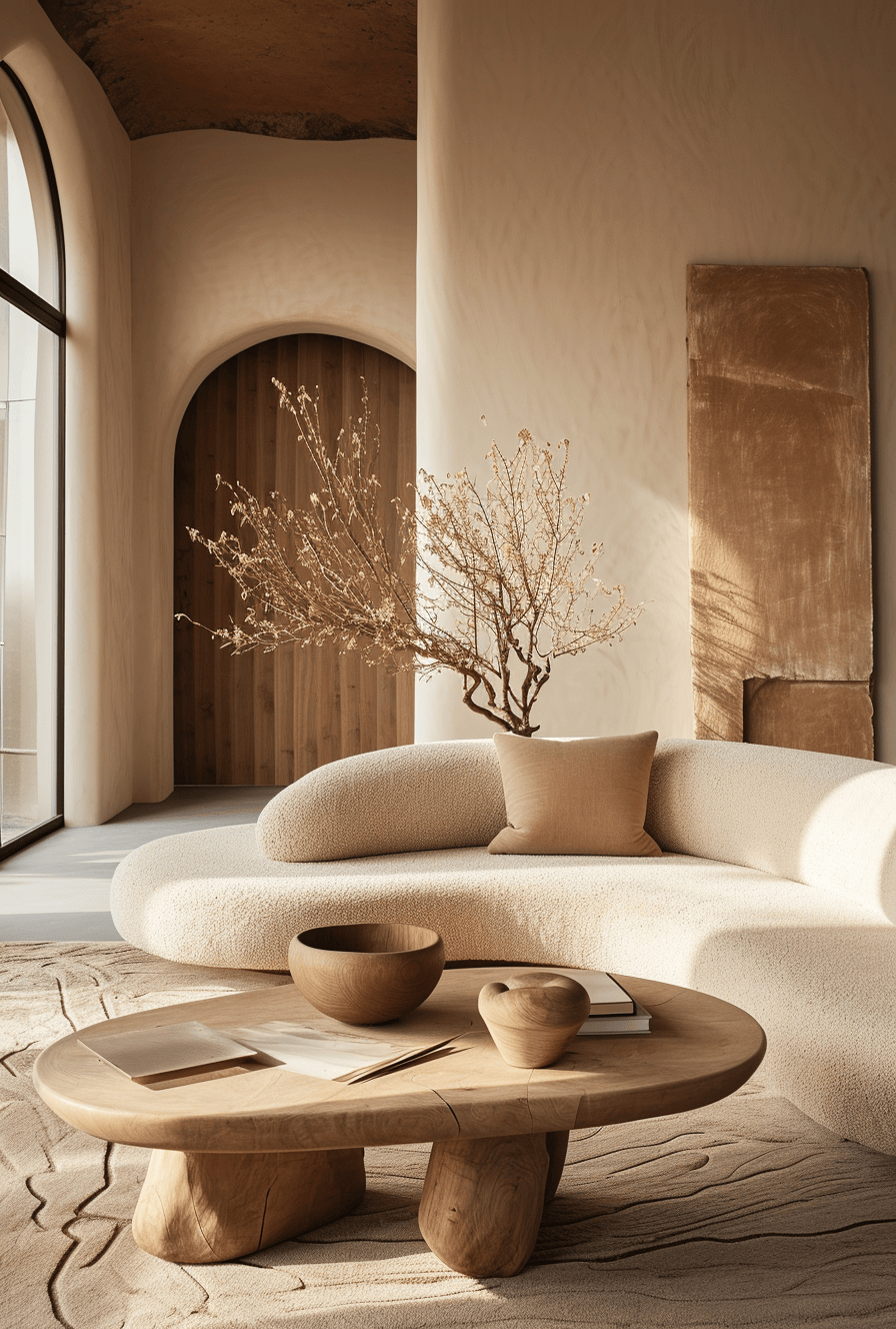 Japandi living space combining simplicity, elegance, and comfort
