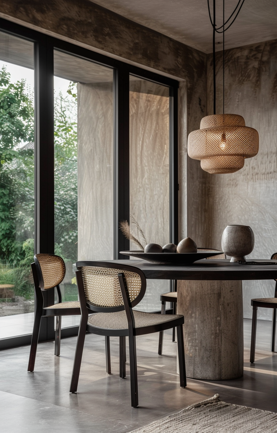 Japanese dining room wall adorned with calligraphy art for a cultural touch