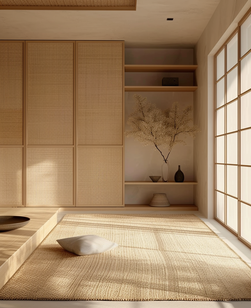 Japanese hallway renovation highlighting minimalist aesthetics and practicality