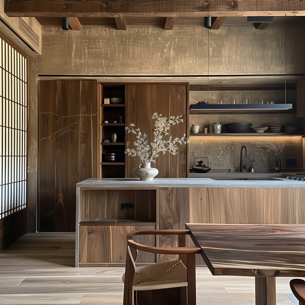 Japanese kitchen innovation with cutting-edge design and traditional elements for a unique look