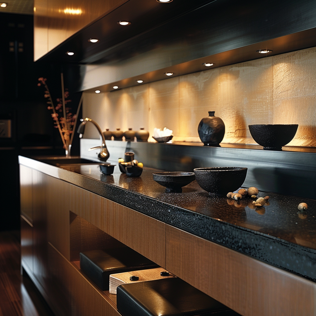 Japanese kitchen makeover showcasing sleek lines and natural materials for modern homes