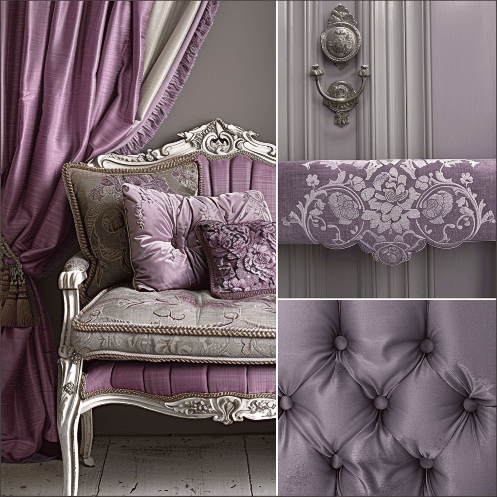 Lavender and mauve featured in a Victorian color palette moodboard, highlighting their romantic and timeless appeal