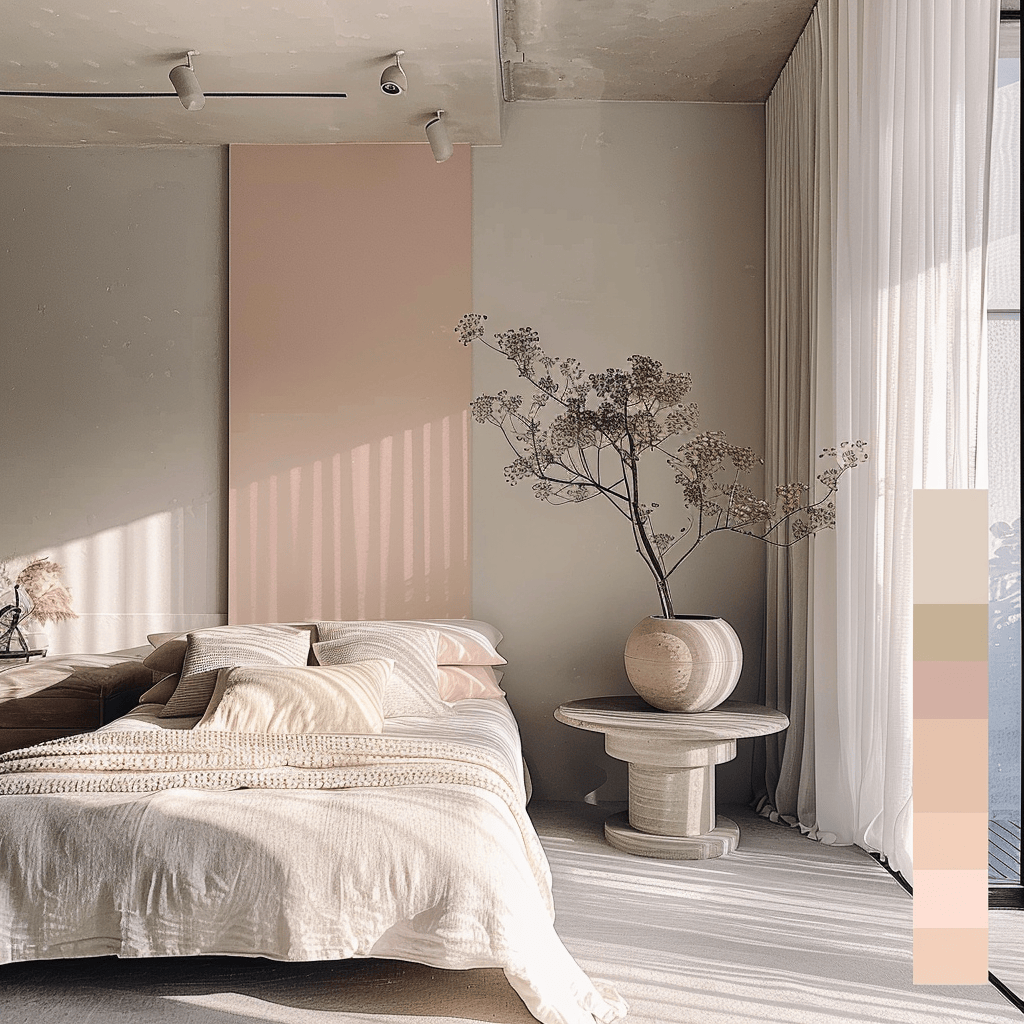 Light and airy pastel pink hues enriching the Japandi palette, offering a gentle splash of warmth to the serene and minimalistic decor.png
