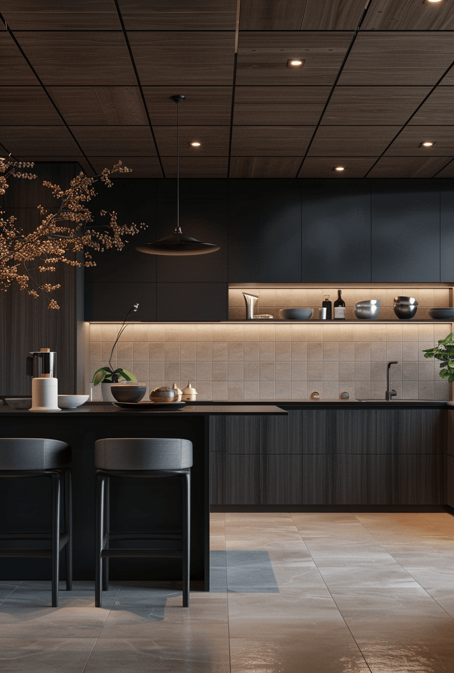 Light wood Japandi kitchen cabinets emphasizing simplicity and natural beauty