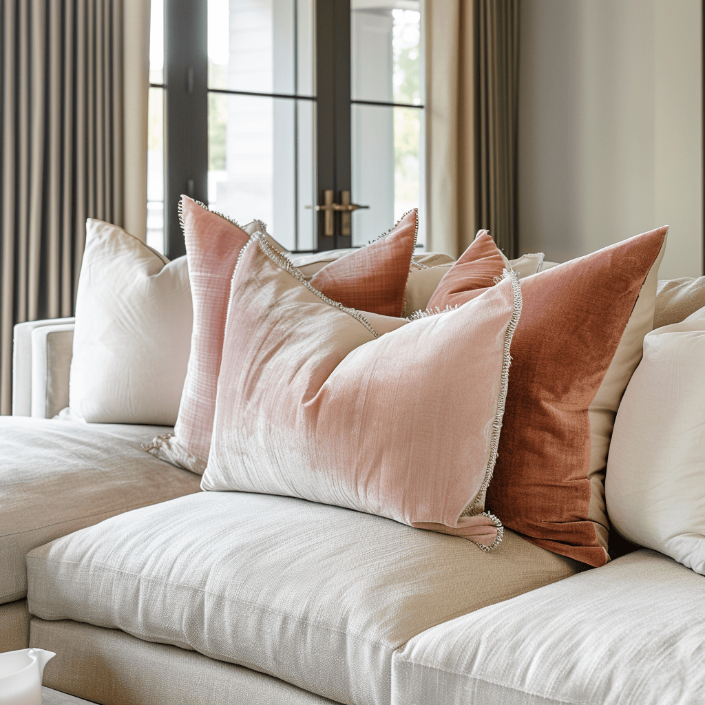 Living room with blush pillows3