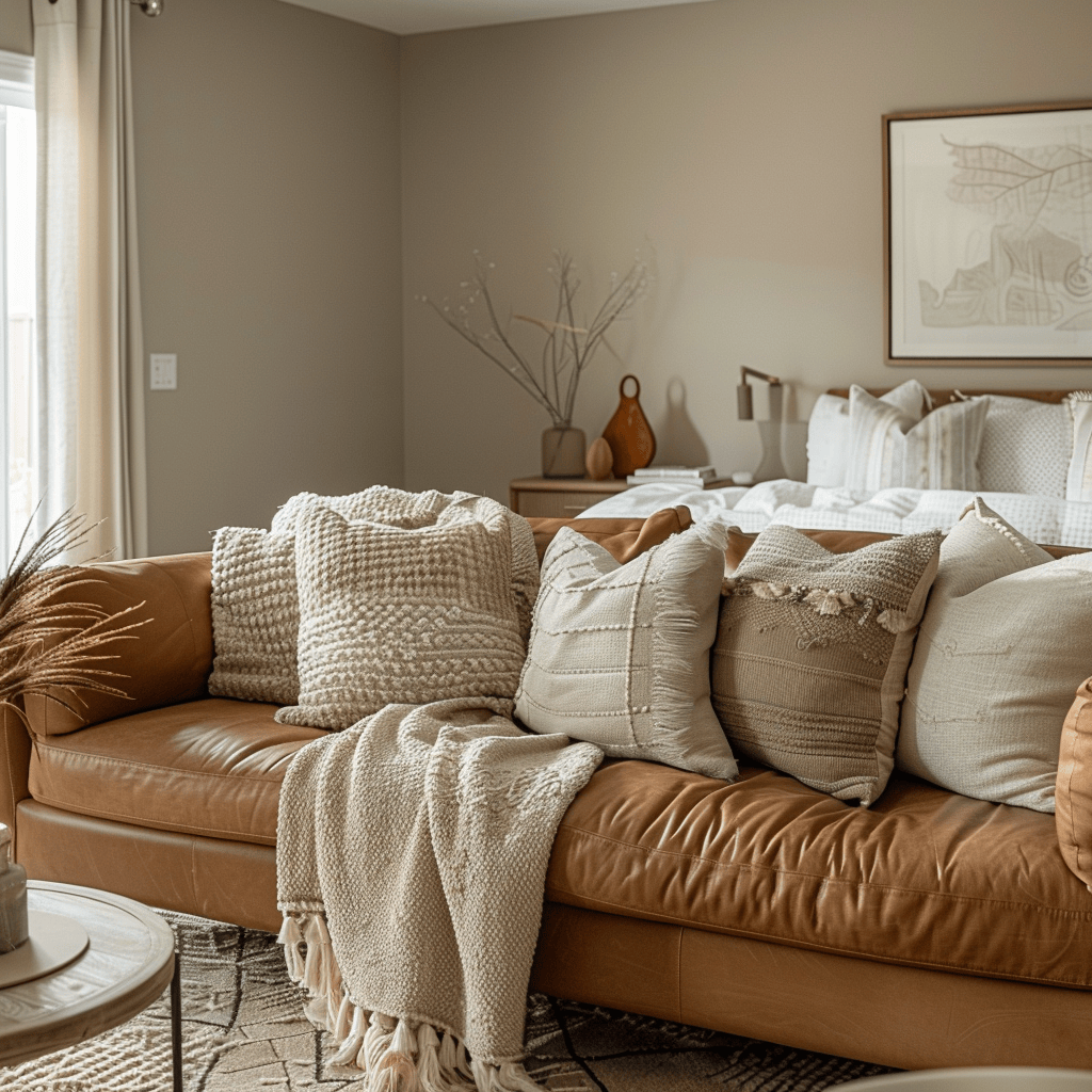 Living room with khaki seating3