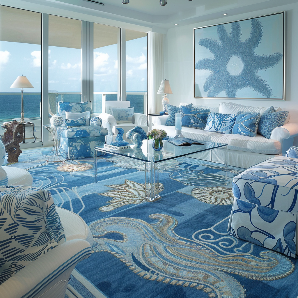 Living room with ocean themed furniture4