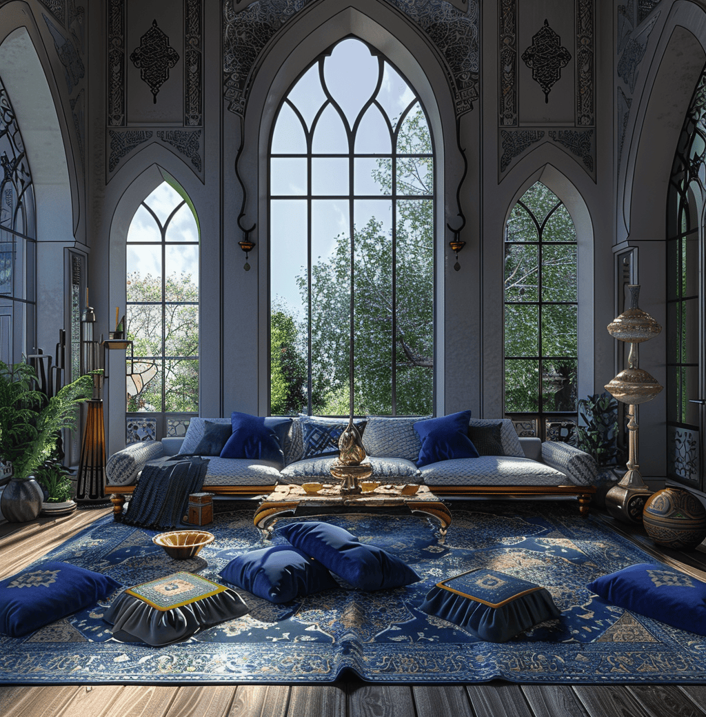 Luxe Moroccan dining room with agate and marble accents for sophistication