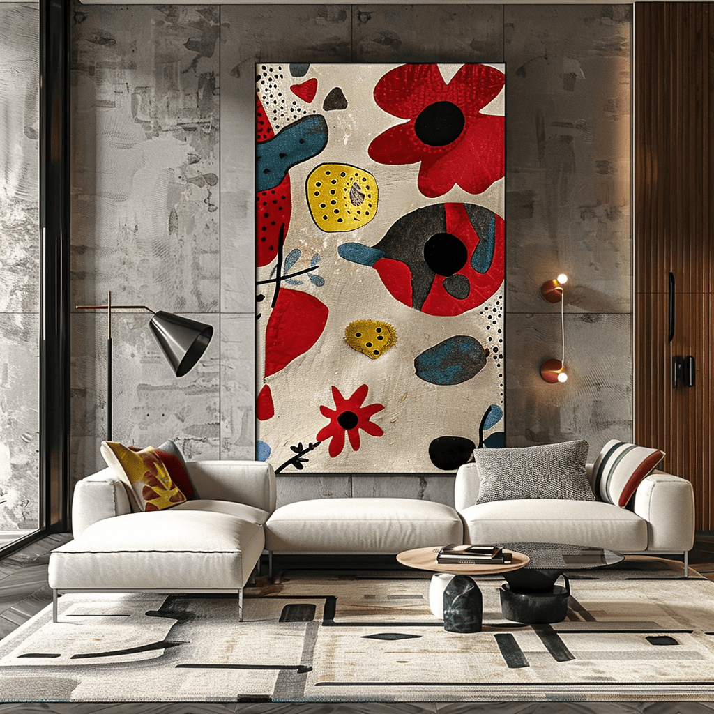 Mediterranean living room featuring tapestries and wall hangings with traditional Mediterranean motifs floral geometric or modern abstract designs