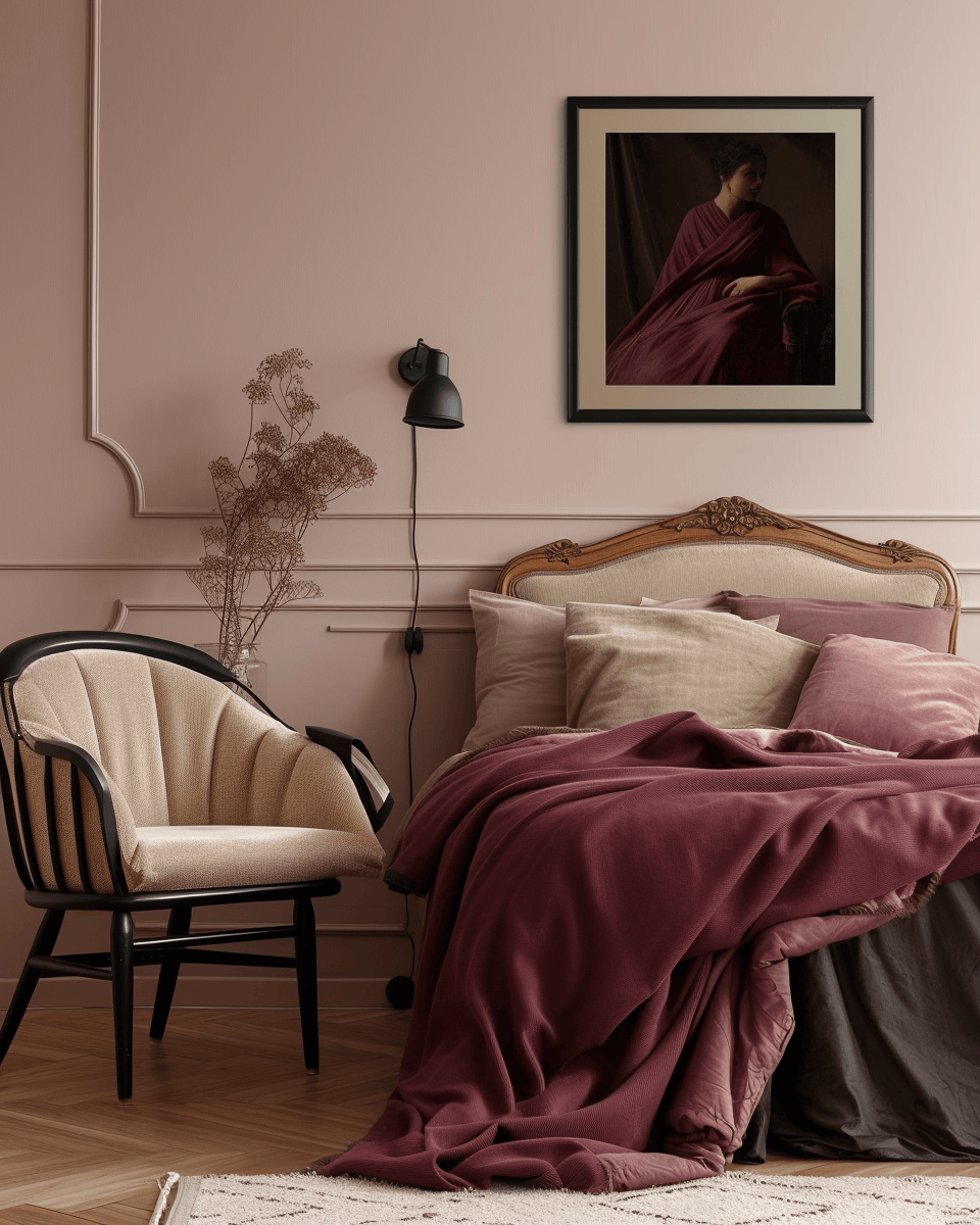 Minimalist Art Deco bedroom with streamlined furniture and clean lines