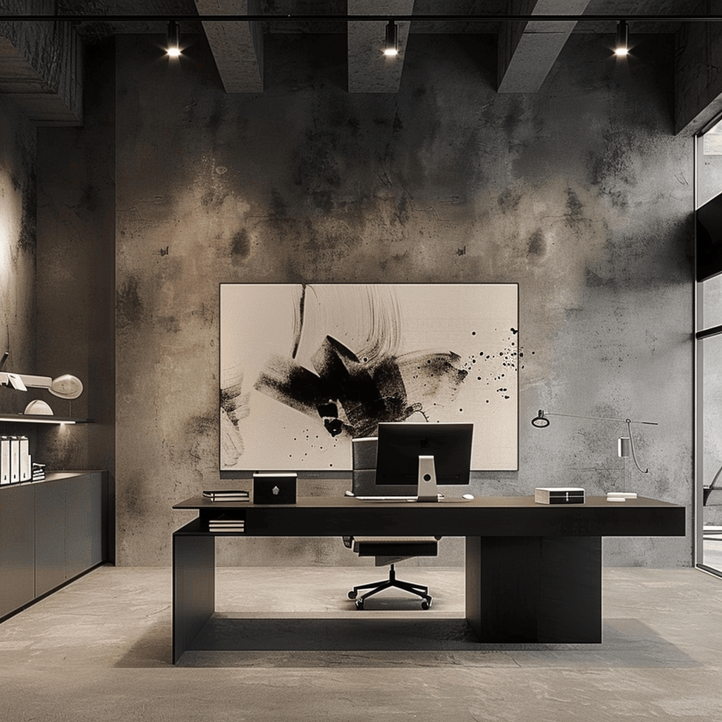 Minimalist offices of celebrities, reflecting high design standards and personalized touches within a simple and functional framework