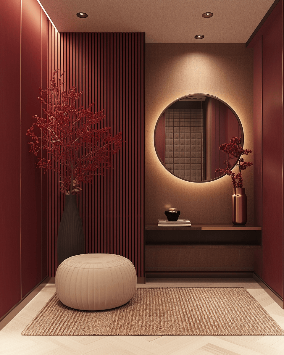 Modern Japandi entryway showcasing sleek design and neutral color palettes