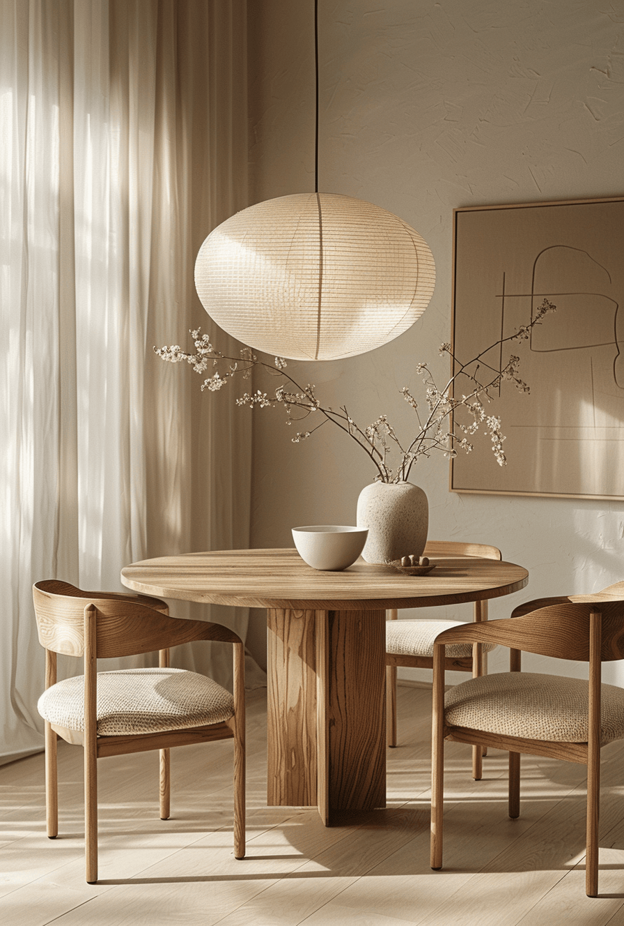 Modular furniture for flexible layout in a Japandi dining area
