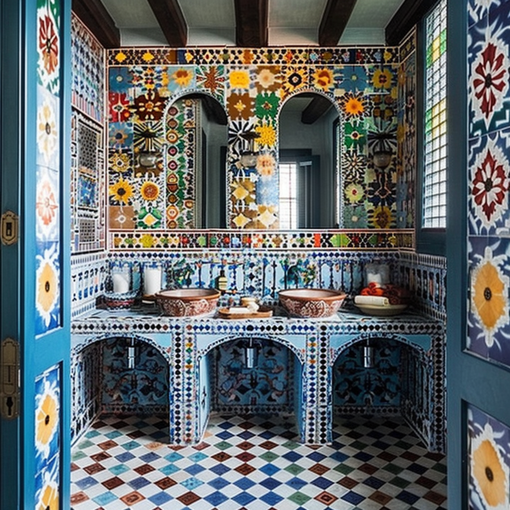 Moroccan bathroom tile colors