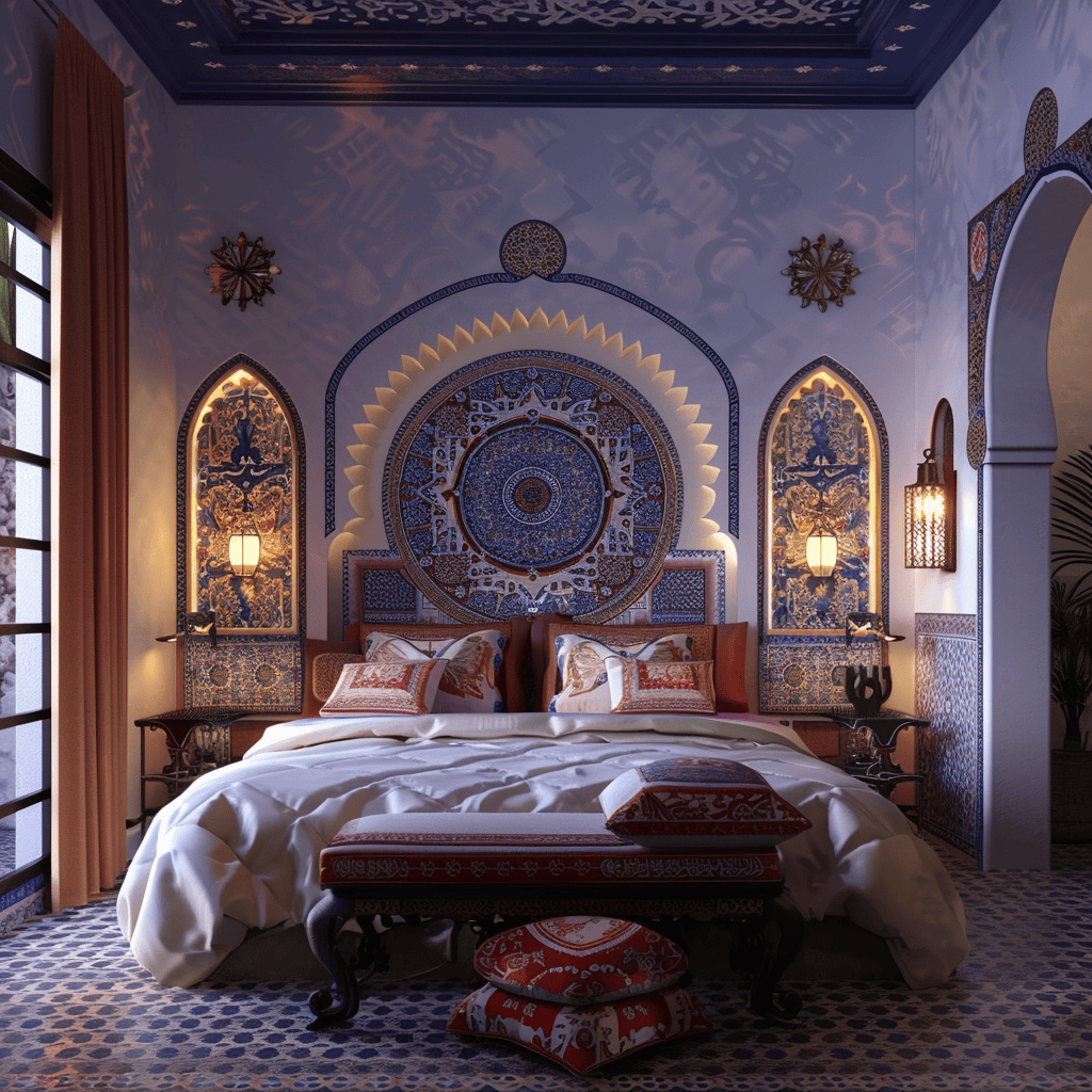 Moroccan bedroom intricate motifs